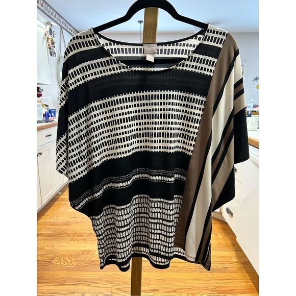 Chico’s Women’s Color Block Tunic Blouse Elegant Casual Formal Top. Size 3, XL. - Picture 9 of 9